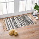 Nordic light luxury cotton woven floor mat fabric printed tassel floor mat household living room bedroom bedside mat carpet 