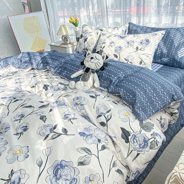 [Super factory] Manufacturer wholesale 2022 pure cotton four piece set Xiains style cotton skin friendly sheet four piece set 