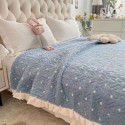 Autumn and winter thickened milk velvet bed cover three piece quilted cotton crystal velvet blanket lace warm blanket sub sheet 