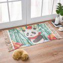 Nordic light luxury cotton woven floor mat fabric printed tassel floor mat household living room bedroom bedside mat carpet 