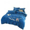 Autumn and winter thickened milk velvet four piece set, flower embroidery flannel quilt cover, bed sheet, bedding set, wholesale 