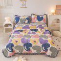 Autumn and winter thickened milk velvet bed cover three piece quilted cotton crystal velvet blanket lace warm blanket sub sheet 