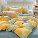 Autumn and winter cartoon small fresh milk velvet four piece set plush double faced plush thickened bed sheet quilt cover bed three piece set 