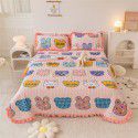 Autumn and winter thickened milk velvet bed cover three piece quilted cotton crystal velvet blanket lace warm blanket sub sheet 