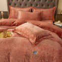 Printed Nude Sleeping Washing Autumn and Winter Thickened Milk Velvet Embroidery Duvet Cover Sheet Fitted Sheet 4-Piece All Cotton Bedding 