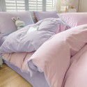 Ins style simple bedding cream style kit nude sleeping water washing cotton sheet quilt cover student dormitory four piece set 