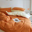 Cotton 60 Thread Count Cotton Washed Cotton 4 Piece Set Solid Color Flat Sheet Fitted Sheet Student Dormitory 3 Piece Set Imported and Exported