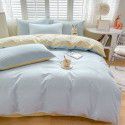 Ins style simple bedding cream style kit nude sleeping water washing cotton sheet quilt cover student dormitory four piece set 