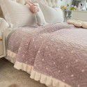 Autumn and winter thickened milk velvet bed cover three piece quilted cotton crystal velvet blanket lace warm blanket sub sheet 