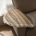 Nordic cotton and linen woven tassel floor mat rope woven French window carpet home stay decoration study teahouse tea table mat round 