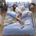 Wholesale all cotton thickened four piece set, all cotton brushed three piece set, student dormitory bed sheet and quilt cover, one for distribution 
