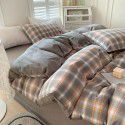 Cotton Yarn dyed Washed Cotton Four Piece Set Pure Cotton Printless Manufacturer Direct Sales Bedding, Quilt Cover, Japanese Style Good Fitted Sheet Wholesale 