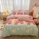 Wholesale all cotton thickened four piece set, all cotton brushed three piece set, student dormitory bed sheet and quilt cover, one for distribution 