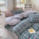 Cotton Yarn dyed Washed Cotton Four Piece Set Pure Cotton Printless Manufacturer Direct Sales Bedding, Quilt Cover, Japanese Style Good Fitted Sheet Wholesale 