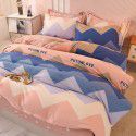 Thickened warm keeping pure cotton buffed four piece cotton quilt cover sheet 1.5/1.8m simple three piece bedding set 
