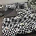 Nordic Style Simple Gentleman Men's Grey Duvet Cover Bedding Set of 4 Pieces Solid Color Sheet Grid Dormitory Set of 3 Pieces 