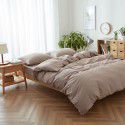 Wuji 4-Piece Bedding Product Washed Cotton Fine Sheet Set Solid Color Simple 4-Piece Fitted Sheet