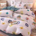 Thickened warm keeping pure cotton buffed four piece cotton quilt cover sheet 1.5/1.8m simple three piece bedding set 