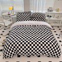 Milk velvet four piece set checkerboard thickened warm bed sheet Fitted sheet Bedding set One piece wholesale 