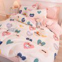Thickened warm keeping pure cotton buffed four piece cotton quilt cover sheet 1.5/1.8m simple three piece bedding set 
