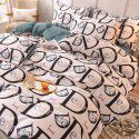 Thickened warm keeping pure cotton buffed four piece cotton quilt cover sheet 1.5/1.8m simple three piece bedding set 