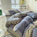 Cotton Yarn dyed Washed Cotton Four Piece Set Pure Cotton Printless Manufacturer Direct Sales Bedding, Quilt Cover, Japanese Style Good Fitted Sheet Wholesale 