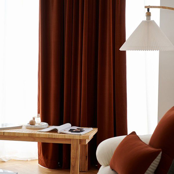 919 Australian wool burnt sugar curtain retro living room bedroom shading thickened velvet velvet 