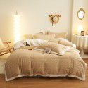 Winter taff cashmere four piece set solid thickened warm bed sheet quilt cover double-sided A cashmere simple bed 