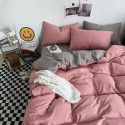 Simple Cure Pure Color Printing Free Wash Cotton 4-Piece Fitted Sheet Bed Student Dormitory Pure Cotton Flat Cover 