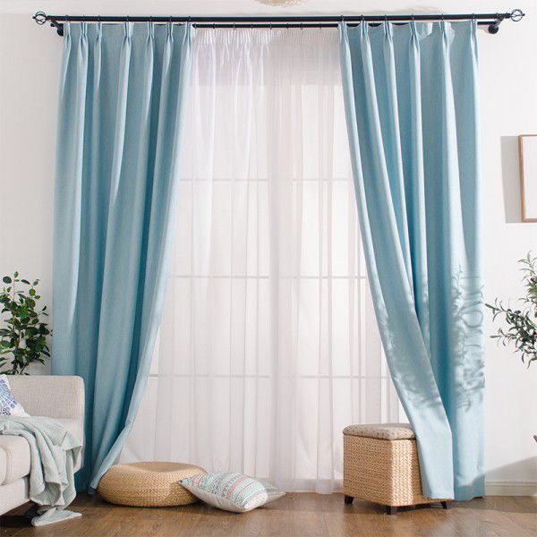 Silk language manufacturer wholesale cotton and linen blackout cloth Nordic style ins solid color curtain fabric hotel project meteor hemp 