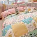 2022 spring new ins cartoon pure cotton bedding four piece cotton children's sheet quilt cover three piece set 