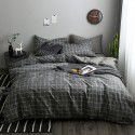 Nordic Style Simple Gentleman Men's Grey Duvet Cover Bedding Set of 4 Pieces Solid Color Sheet Grid Dormitory Set of 3 Pieces 