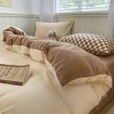 Solid color mixed with winter thickened milk velvet four piece set warm coral velvet bed sheet quilt cover fitted sheet wholesale 