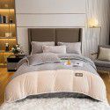 Luxurious minimalist beanstalk color contrast patch cloth embroidered milk velvet bed sheet four piece set baby velvet three piece set 