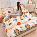 Wholesale all cotton thickened four piece set, all cotton brushed three piece set, student dormitory bed sheet and quilt cover, one for distribution 