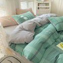 Cotton Yarn dyed Washed Cotton Four Piece Set Pure Cotton Printless Manufacturer Direct Sales Bedding, Quilt Cover, Japanese Style Good Fitted Sheet Wholesale 
