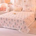 Cream wind milk velvet bed cover 3-piece set Korean lace bedspread cotton clip slip slip single bed cover coral velvet bed sheet winter 
