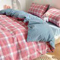 Cotton wash cotton bed four piece set 100 cotton summer Japanese simple bed linen three piece set white quilt cover sheet 4 