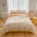 Wholesale all cotton thickened four piece set, all cotton brushed three piece set, student dormitory bed sheet and quilt cover, one for distribution 