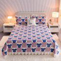 Cream wind milk velvet bed cover 3-piece set Korean lace bedspread cotton clip slip slip single bed cover coral velvet bed sheet winter 