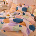 Thickened warm keeping pure cotton buffed four piece cotton quilt cover sheet 1.5/1.8m simple three piece bedding set 