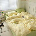 Mix and match ins washed cotton four piece set solid color American cotton dormitory three piece set fitted sheet, bed sheet and quilt cover wholesale distribution 