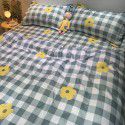 Nordic Style Simple Gentleman Men's Grey Duvet Cover Bedding Set of 4 Pieces Solid Color Sheet Grid Dormitory Set of 3 Pieces 
