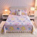 Cream wind milk velvet bed cover 3-piece set Korean lace bedspread cotton clip slip slip single bed cover coral velvet bed sheet winter 