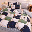 Thickened warm keeping pure cotton buffed four piece cotton quilt cover sheet 1.5/1.8m simple three piece bedding set 