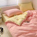 Mix and match ins washed cotton four piece set solid color American cotton dormitory three piece set fitted sheet, bed sheet and quilt cover wholesale distribution 