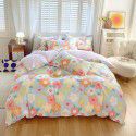 Wholesale all cotton thickened four piece set, all cotton brushed three piece set, student dormitory bed sheet and quilt cover, one for distribution 