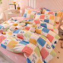 Thickened warm keeping pure cotton buffed four piece cotton quilt cover sheet 1.5/1.8m simple three piece bedding set 