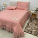 All cotton yarn dyed washed cotton bed cover three piece set of pure cotton quilt princess wind snow spinning lace bed skirt