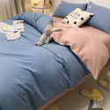 Cotton wash cotton bed four piece set 100 cotton summer Japanese simple bed linen three piece set white quilt cover sheet 4 